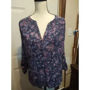 NINE WEST Georgia Printed Top – Stylish Gathered Back Pullover In 100% Viscose - View #3